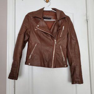 ZARA Brown Faux Leather Moto Jacket